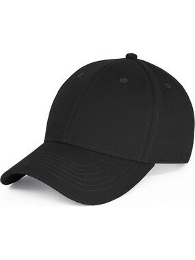 Unisex Black 100% Cotton Loop Closure Cooling Performance Baseball Cap